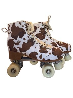 Altar'd State Dakota Tan Cow Print Roller Skates Size 9 US Woman’s